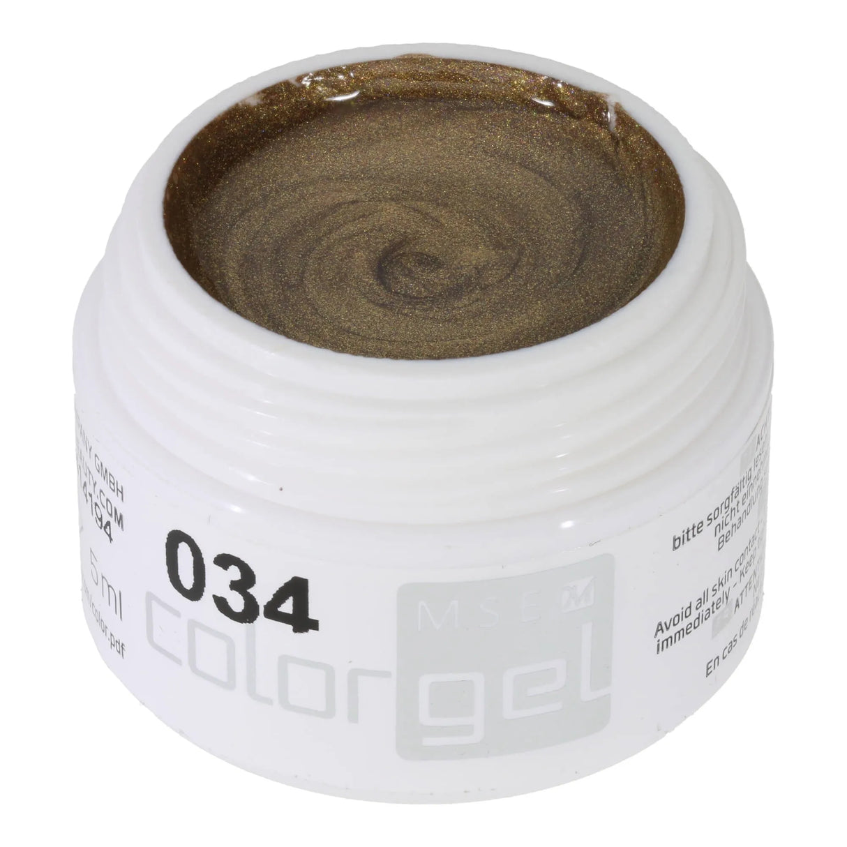 #034 <<<< t61>49>40>5>remium-EFFEKT Color Gel 5ml GoldmeTallic miT braunem UnTerTon