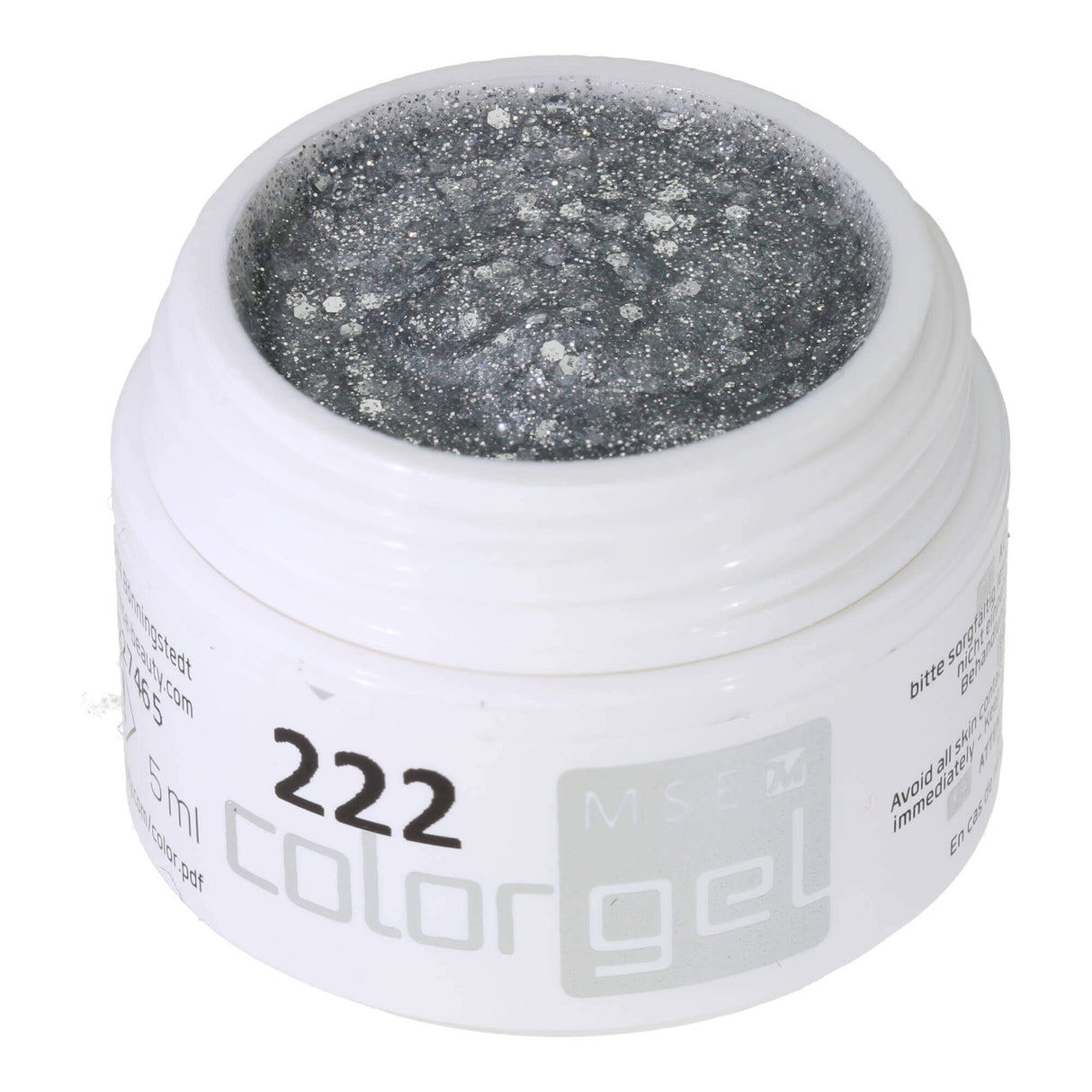#222 Premium-GLITTER Color Gel 5ml Klassisches silbernes Glittergel dominiert von groben Glitterpartikeln