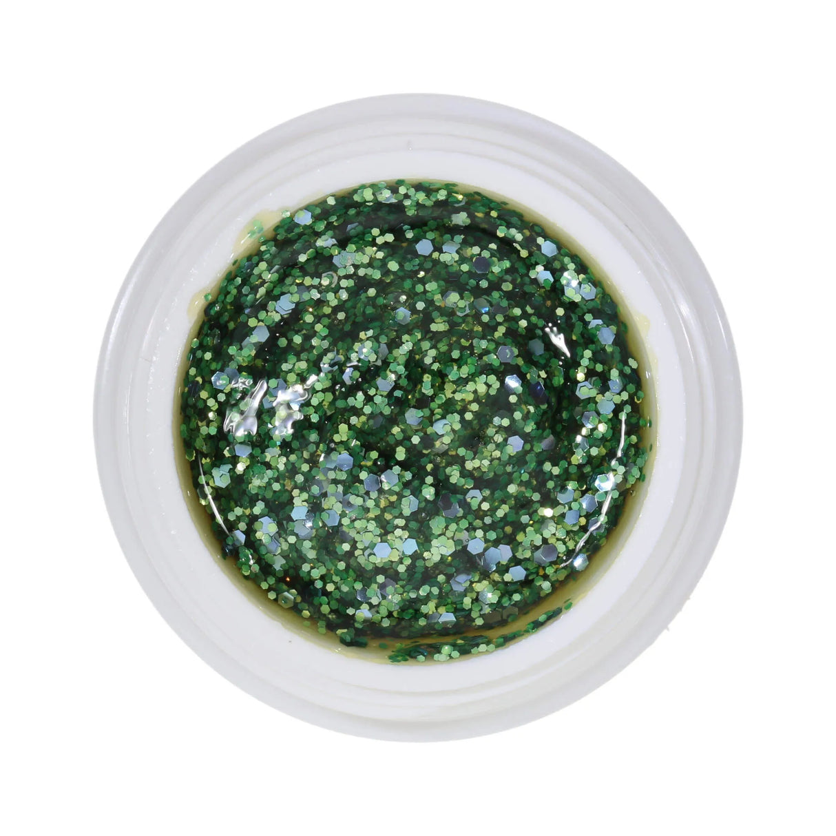 #276 Premium-GLITTER Color Gel 5ml Maigrünes Glittergel akzentuiert mit grobem violettem Glitter