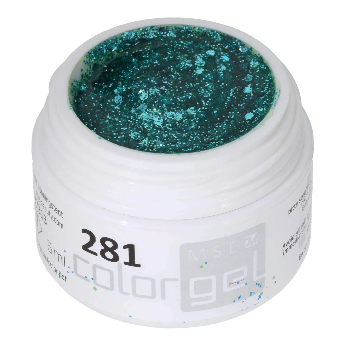 #281 Premium-GLITTER Gel de Color 5ml Glitter Turquesa
