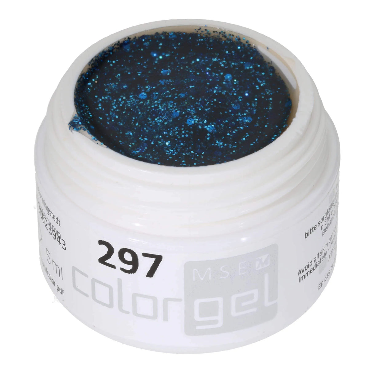 #297 <<<<<< t90>89>73>58>57>5>remium-GLITTER Color Gel 5ml Klassisches blaues Glittergel dominiert von groben Glitterpartikeln