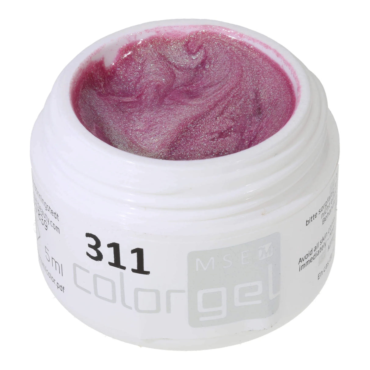 #311 << t48>5>remium-EFFEKT Color Gel 5ml Himbeerrosa miT hellgrünem SchimmereffekT