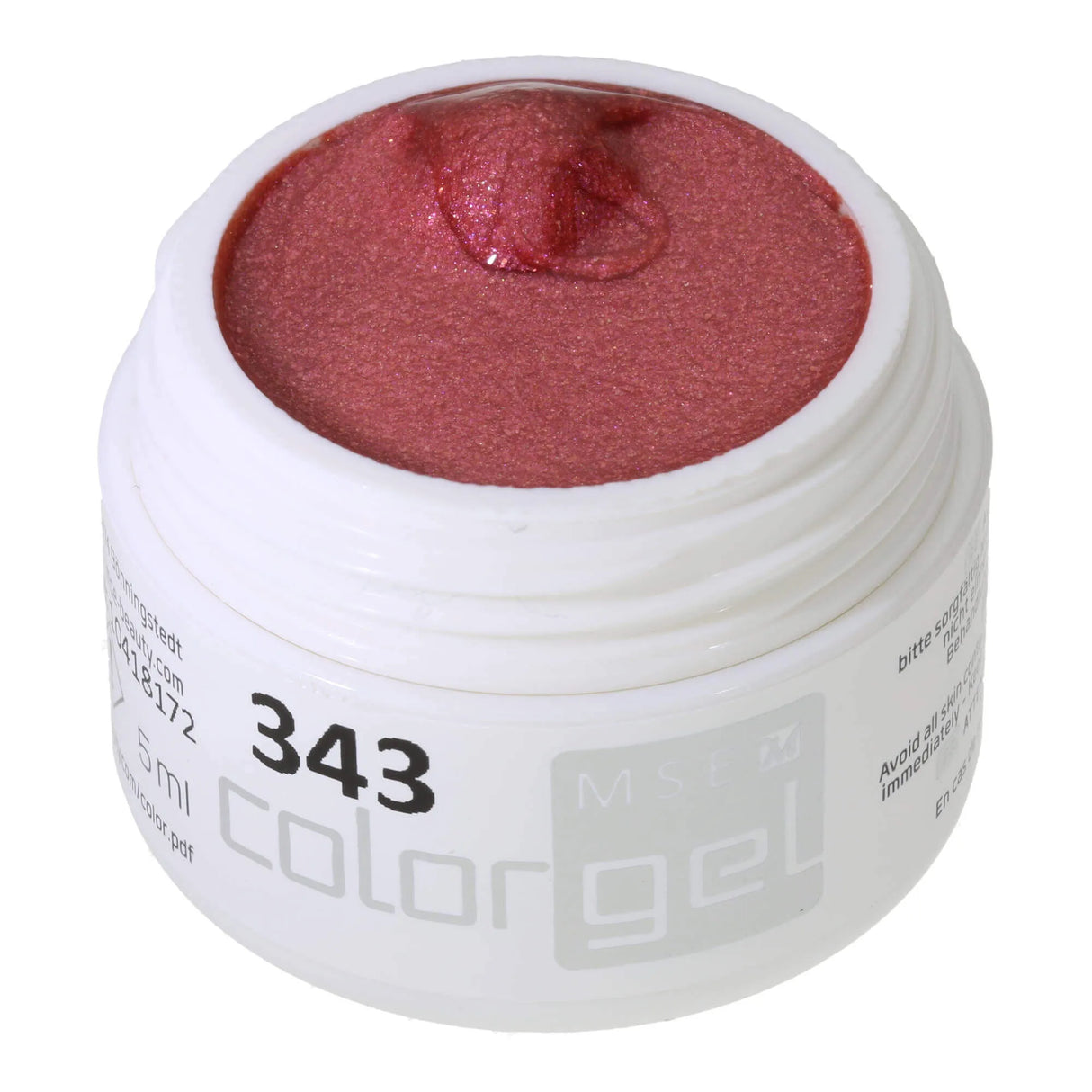 #343 <<< t53>49>5>remium-EFFEKT Color Gel 5ml Dunkles Rosa-Rot mit leicht pink-goldenem Schimmer