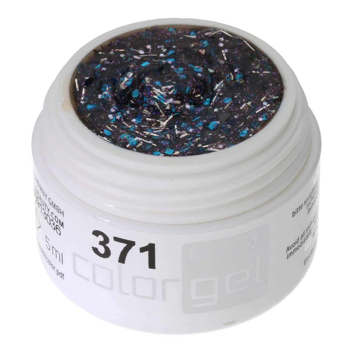 #371 << t49>5>remium-GLITTER Color Gel 5ml Aquablaues Glittergel