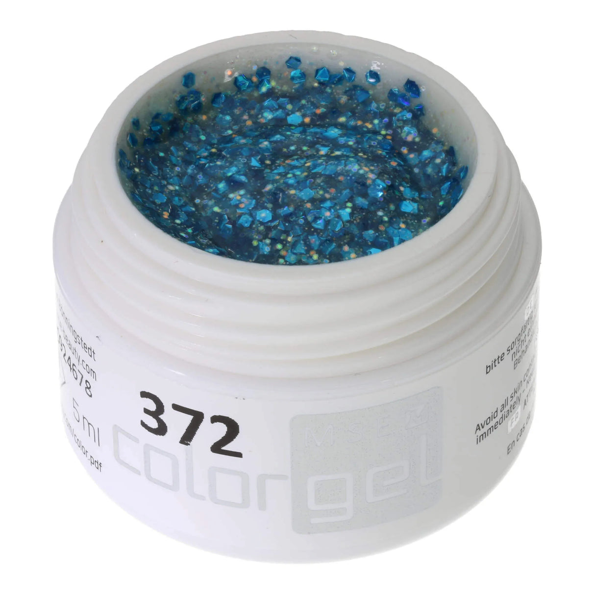 #372 << t59>5>remium-GLITTER Color Gel 5ml Cyanblaues/silbernes Glittergel
