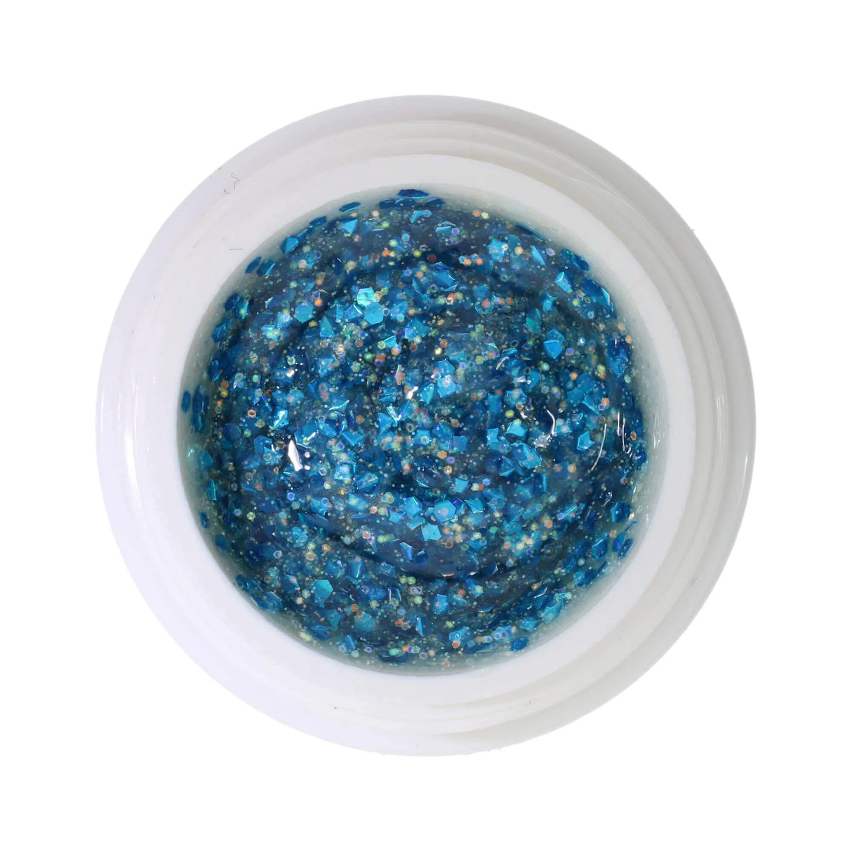 #372 << t59>5>remium-GLITTER Color Gel 5ml Cyanblaues/silbernes Glittergel