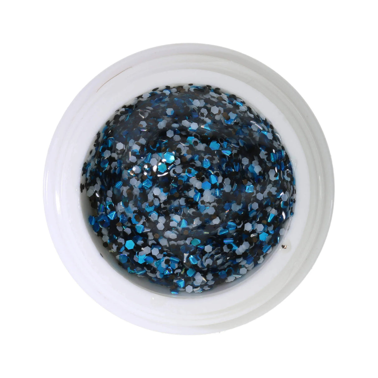 #374 <<< t47>42>5>remium-GLITTER Color Gel 5ml Polkadot-Glittergel in Weiss, Schwarz und Blau