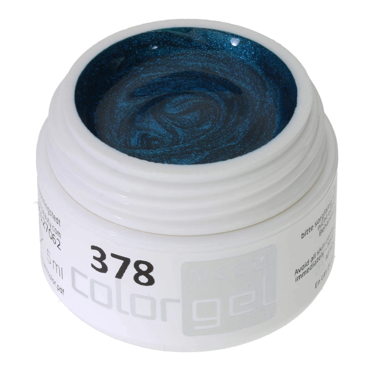 #378 <<<< t67>55>53>5>remium-EFFEKT Color Gel 5ml Dunkles Blaugrün mit türkisem Glitter