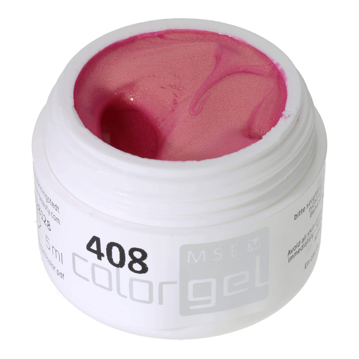 #408 Premium-EFFEKT Color Gel 5ml Zartes Rose mit feinem Goldschimmer