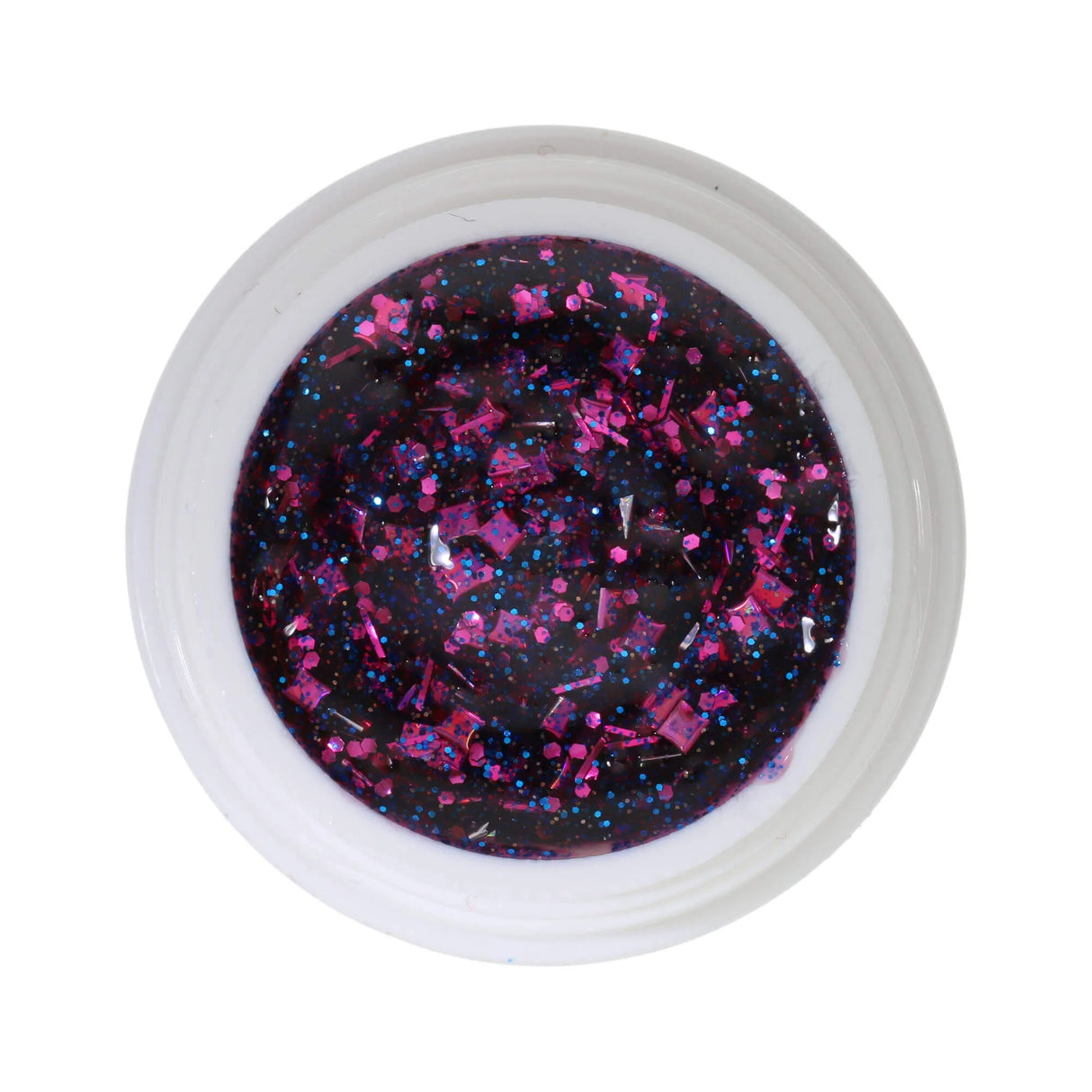 #413 Gel Color PREMIUM GLITTER 5ml Gel transparente con brillo rosa y azul