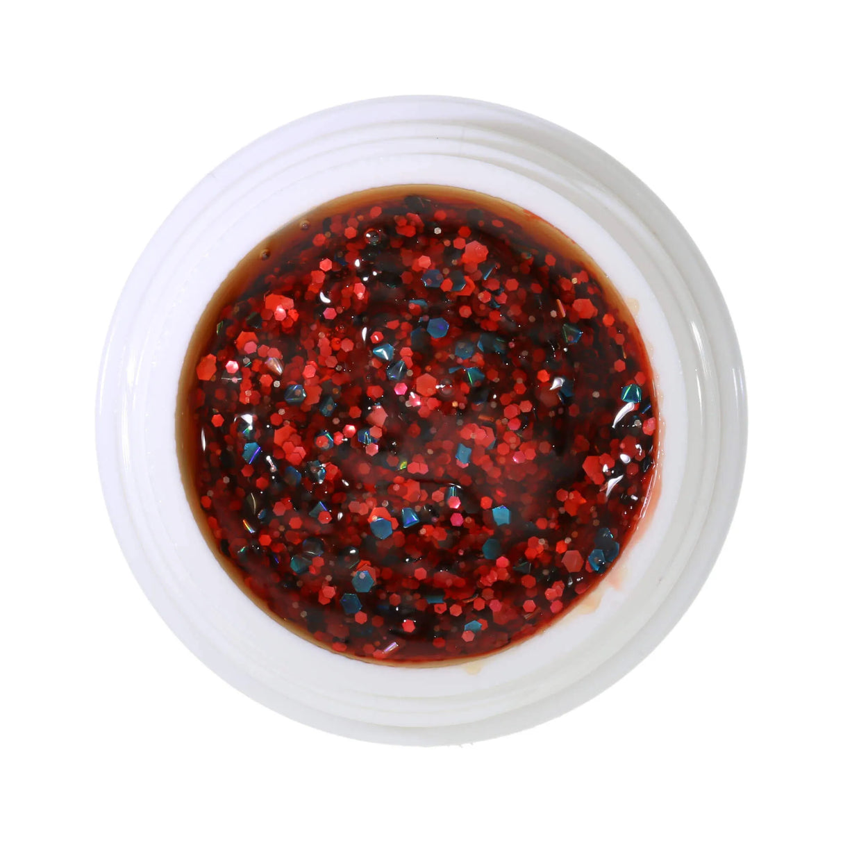 #425 <<<<< t74>56>52>42>5>remium-GLITTER Color Gel 5ml Blassrotes Gel mit rotem und blauem Glitter