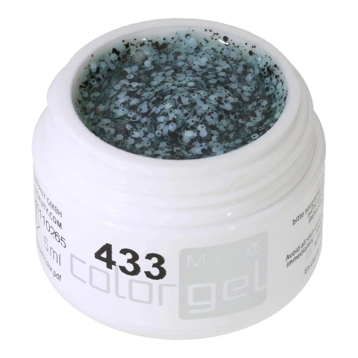 #433 Premium GLITTER Color Gel 5ml Clear Gel with a Perfect Mix of White, Black, and Copper Glitter