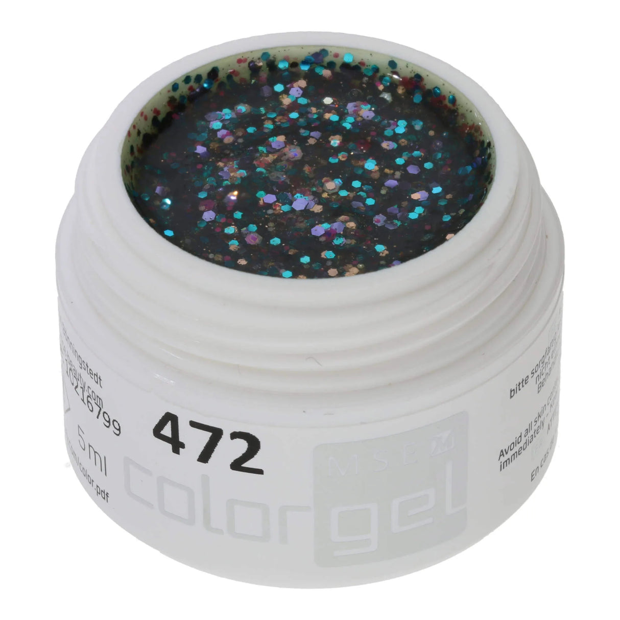 #472 <<<<< t60>59>47>41>5>remium-GLITTER Color Gel 5ml Kupferton mit grün-violetten Effekten