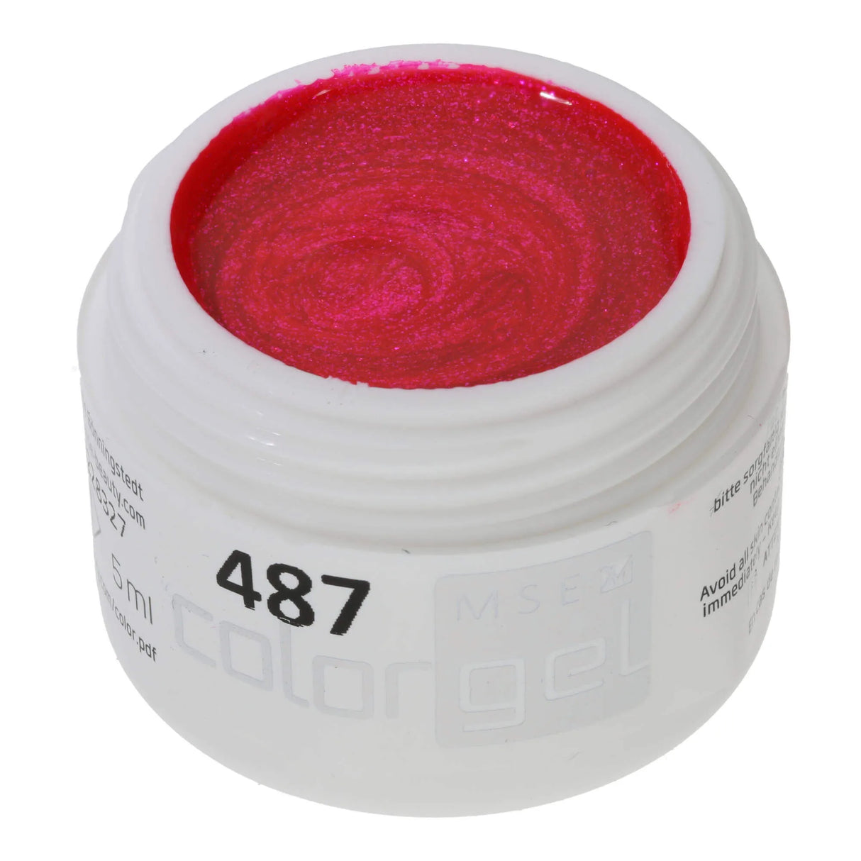 #487 << t46>5>remium-EFFEKT Color Gel 5ml Neon-Pink mit grossen Schimmerpartikeln