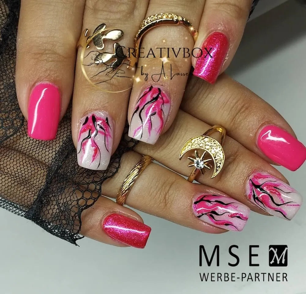 #487 << t46>5>remium-EFFEKT Color Gel 5ml Neon-Pink mit grossen Schimmerpartikeln