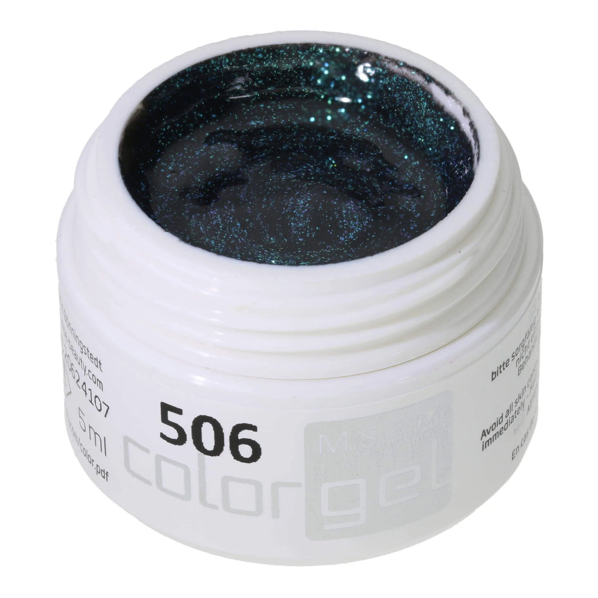 #506 <<<< t68>54>47>5>remium-EFFEKT Color Gel 5ml Dunkelgrau mit grün-türkisen Effektpartikeln