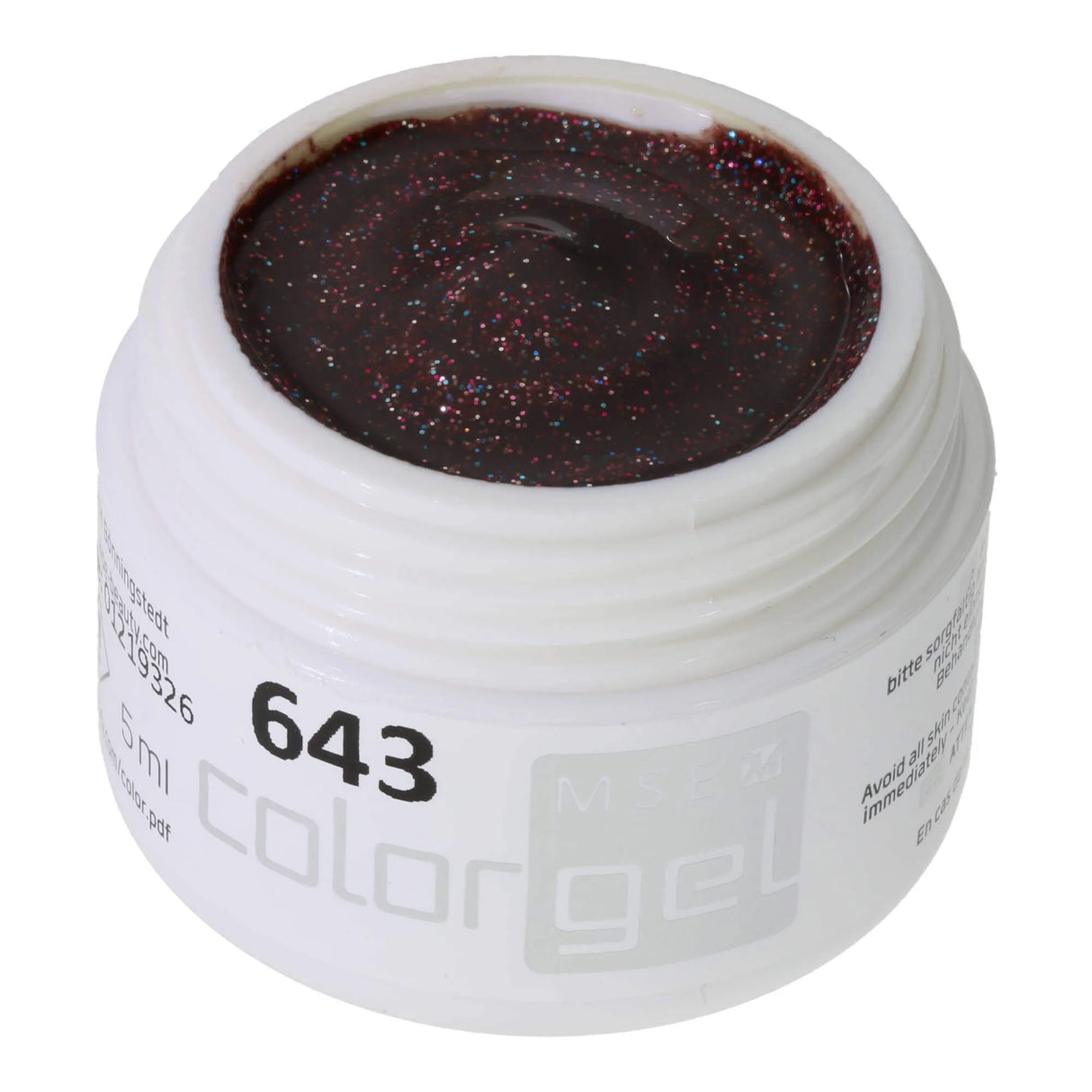 #643 <<< t44>37>5>remium-GLITTER Color Gel 5ml Roтes Gliттergel