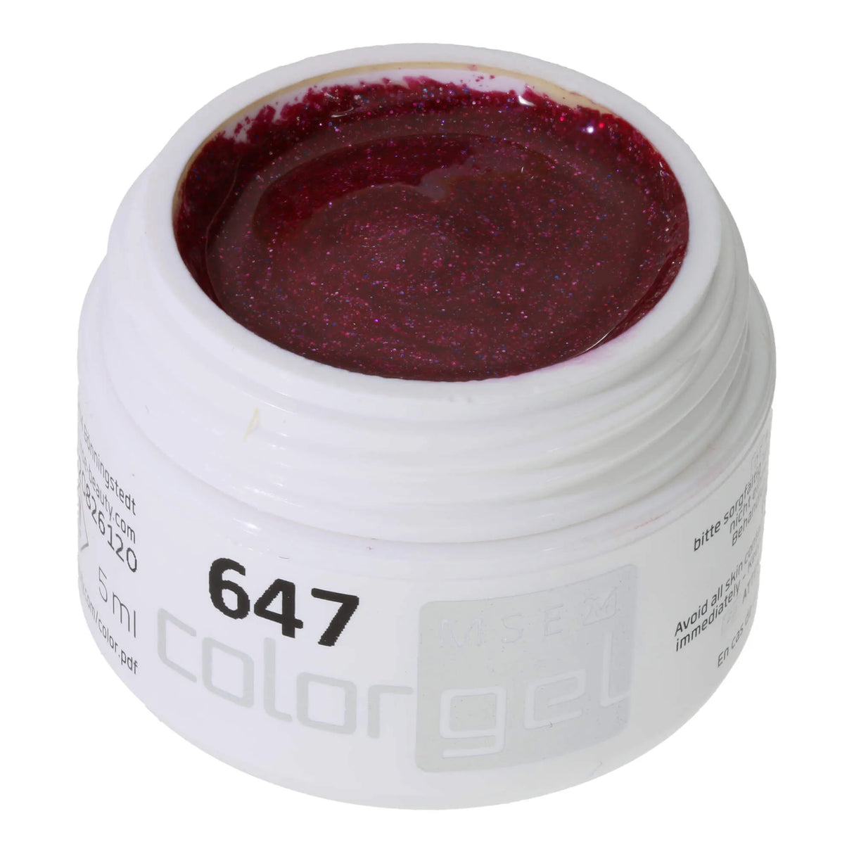#647 < t5>remium-GLITTER Color Gel 5ml Rot