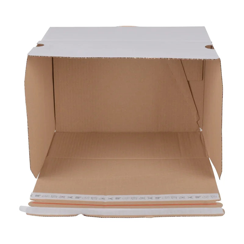20x Automatikbodenkarton 210 × 140 × 80 mm – Weiß, mit 2 Selbstklebestreifen & Aufreißfaden