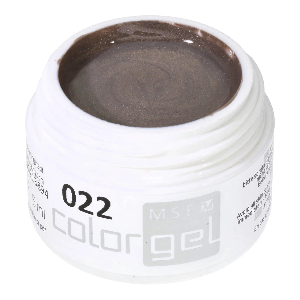 #022 Premium-EFFEKT Color Gel 5ml Elegantes Graubraun mit gold/grünem Perlglanz - MSE - The Beauty Company