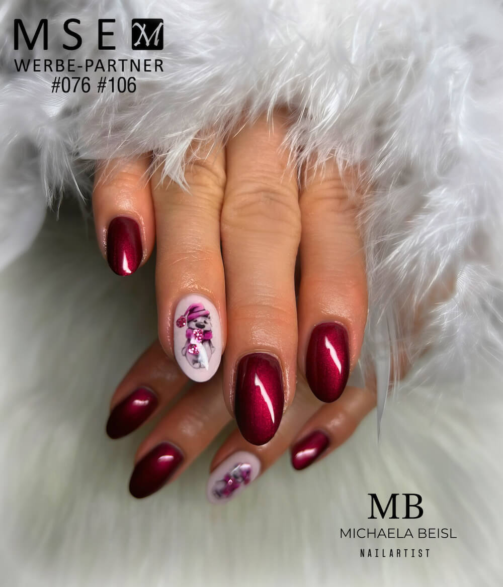 #076 Premium-EFFEKT Color Gel 5ml Bordeauxrot mit Perlglanz - MSE - The Beauty Company