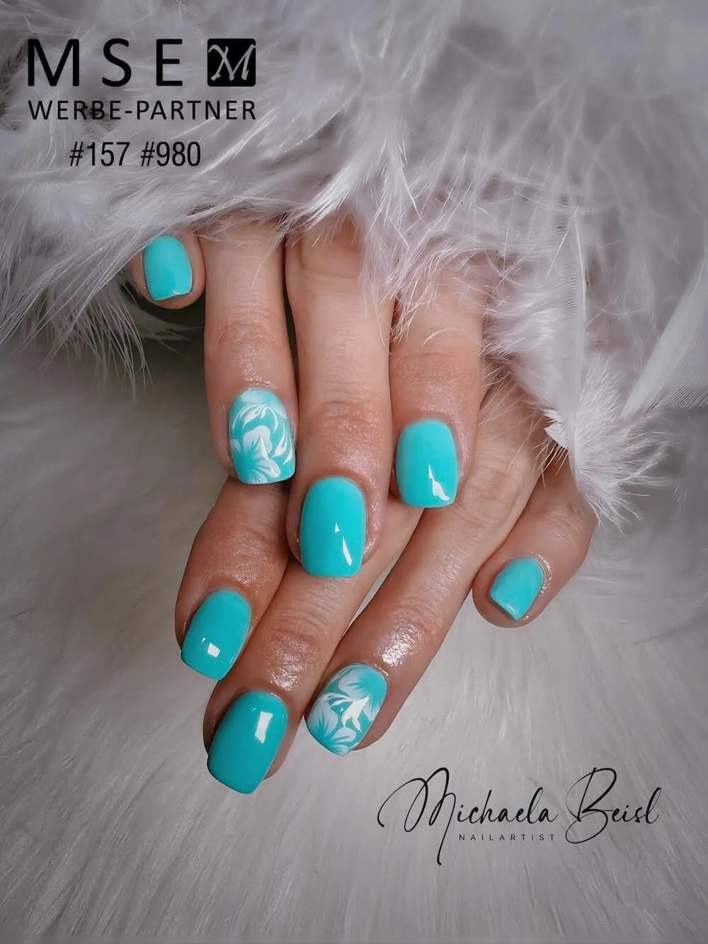 #158 Premium-EFFEKT Color Gel 5ml Blasses Blaugrün mit Silbereffekt - MSE - The Beauty Company