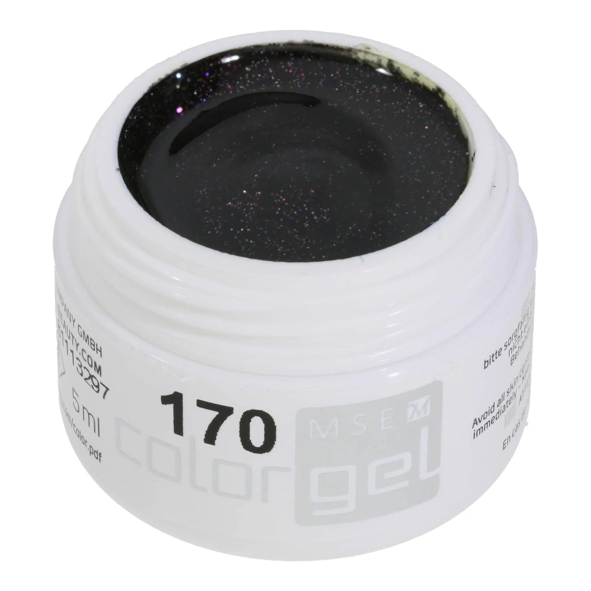 #170 Premium-GLITTER Color Gel 5ml Schwarz mit Multicolorglitter - MSE - The Beauty Company