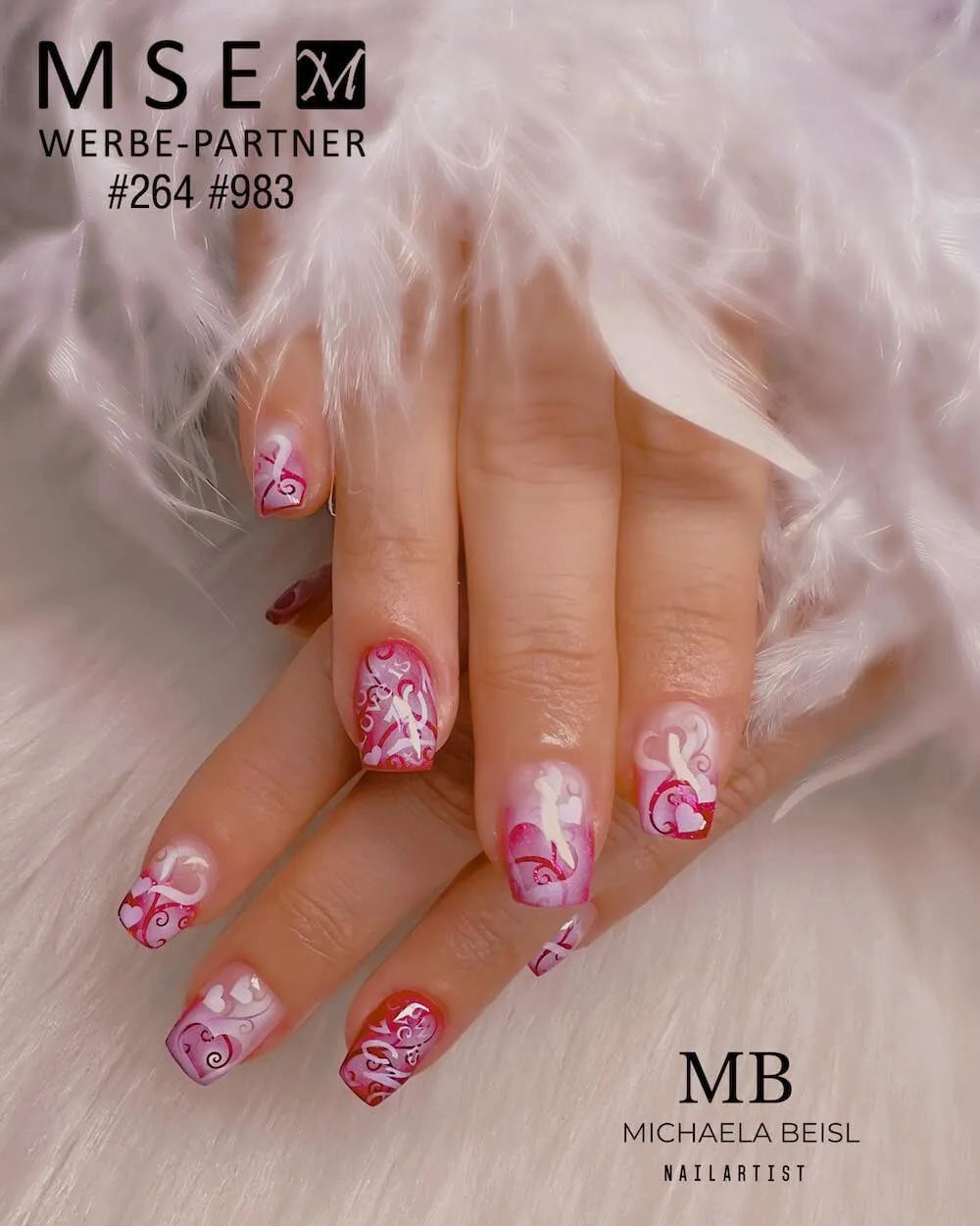 #264 Premium-GLITTER Color Gel 5ml Pinkfarbenes Gel mit pinkfarbenem Glitter und grossen hellroten Glitterpartikeln - MSE - The Beauty Company