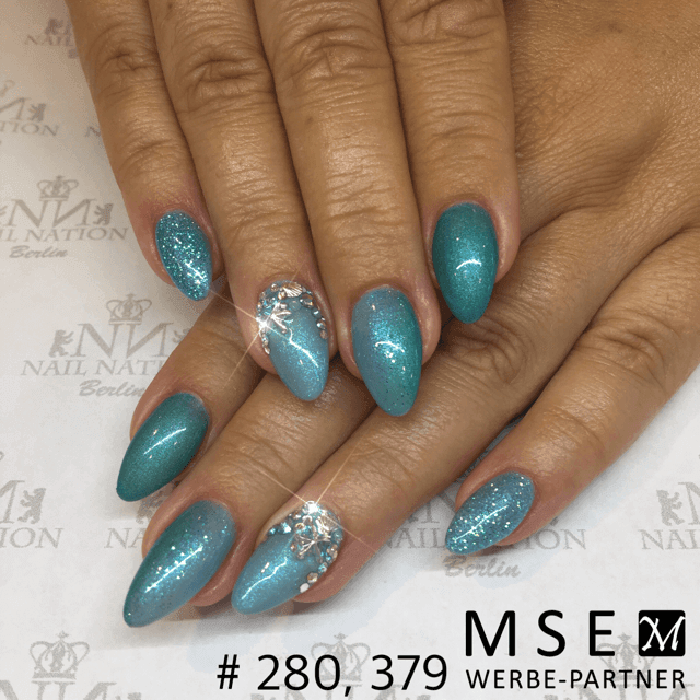 #379 Premium-EFFEKT Color Gel 5ml Mintgrün mit türkisem Glitter - MSE - The Beauty Company