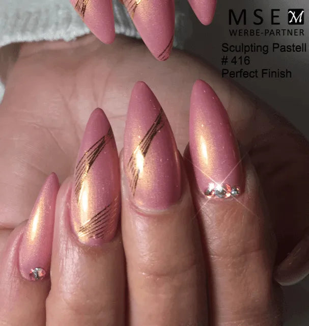 #416 Premium-EFFEKT Color Gel 5ml Zartes Rosa mit feinem Goldschimmer - MSE - The Beauty Company