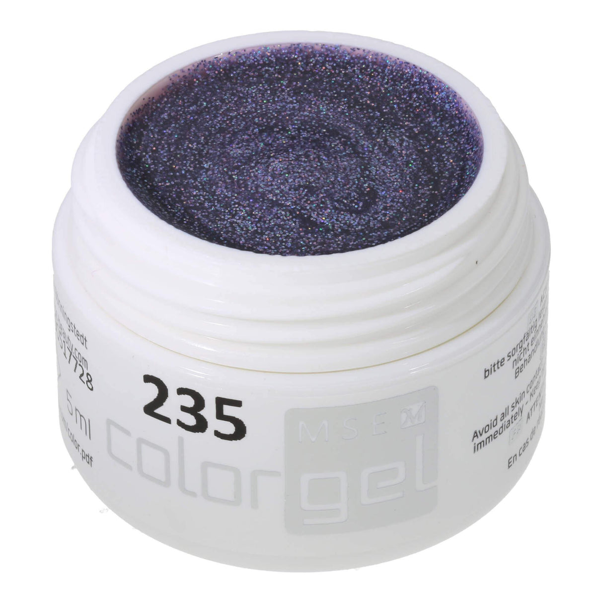 #235 Premium-GLITTER Color Gel 5ml Heller Lavendelton mit Regenbogenglitter - MSE - The Beauty Company