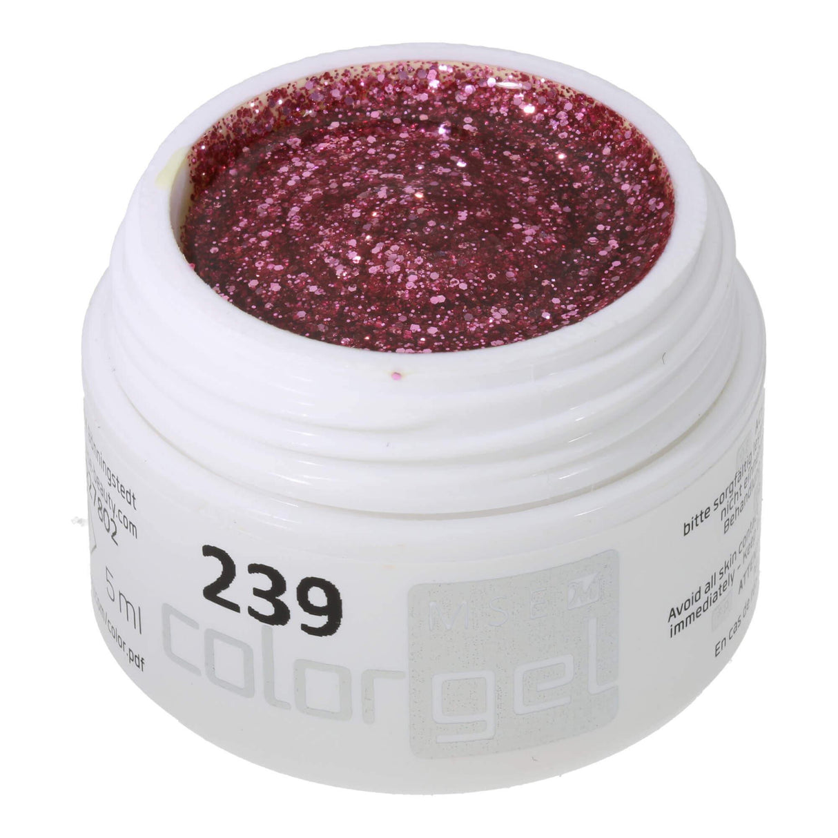 #239 Premium-GLITTER Color Gel 5ml Kräftig rosafarbenes Glittergel - MSE - The Beauty Company