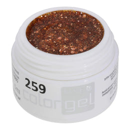 #259 Premium-GLITTER Color Gel 5ml Blassroter Glitter unterstützt durch kupferfarbene Glitterfäden