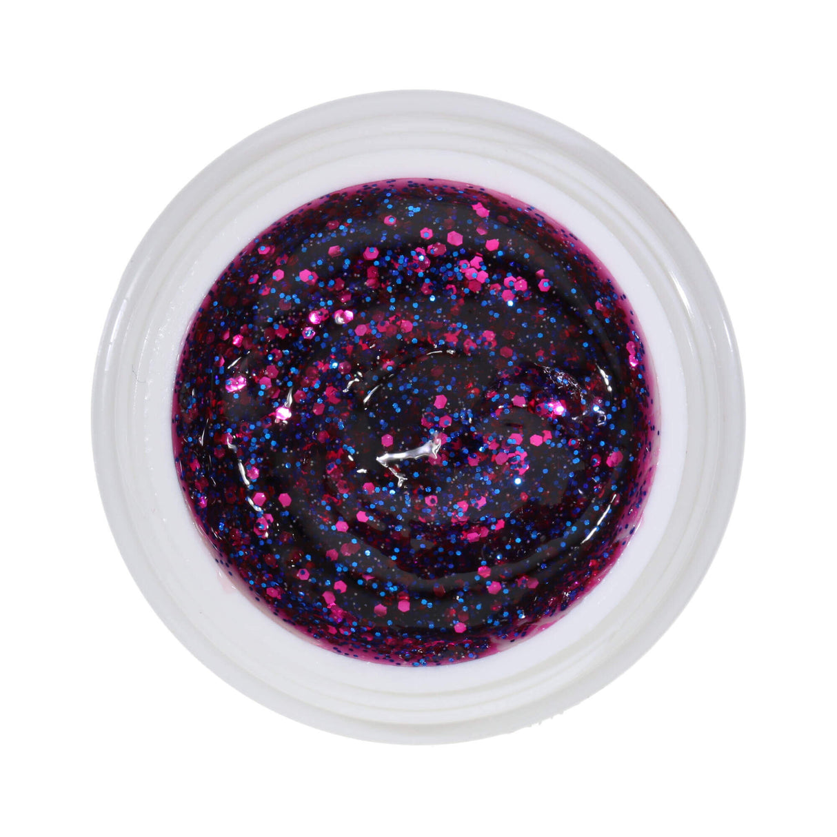 # 270 Premium-GLITTER Color Gel 5ml Pink-colored gel with pink-colored glitter and blue glitter particles