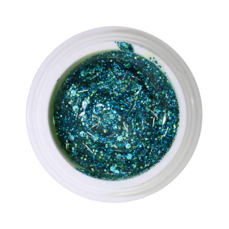 #282 Premium-GLITTER Color Gel 5ml Klares Gel mit feinem blauen, grobem maigrünen Glitter und silbernen Glitterfäden