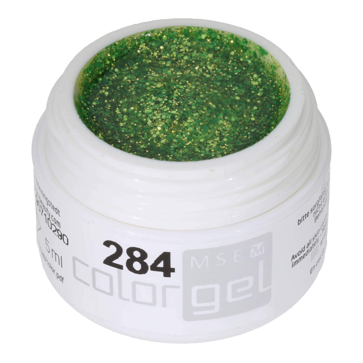 #284 Premium-GLITTER Color Gel 5ml vert avec des paillettes vert-or