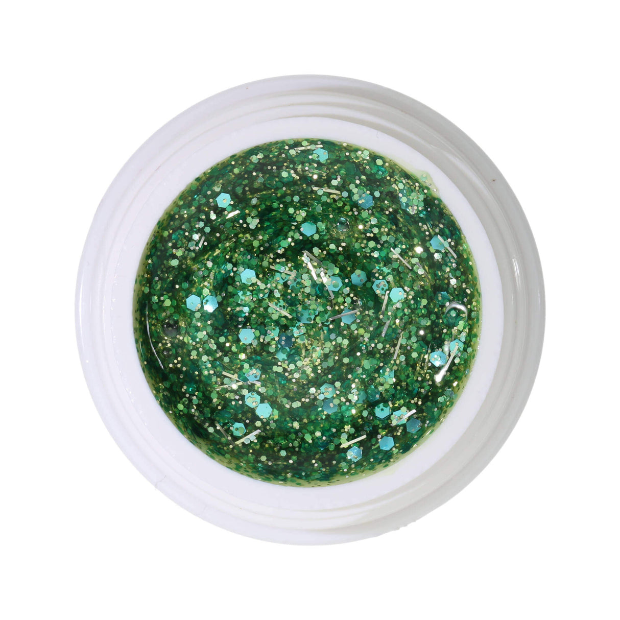 #285 Premium-GLITTER Color Gel 5ml Mintgrünes Glittergel gemischt mit türkisem Glitter und silbernen Glitterfäden