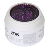 # 296 Premium-GLITTER Colour Gel 5ml Gel lấp lánh màu tím cổ điển nổi bật bởi các hạt kim tuyến thô