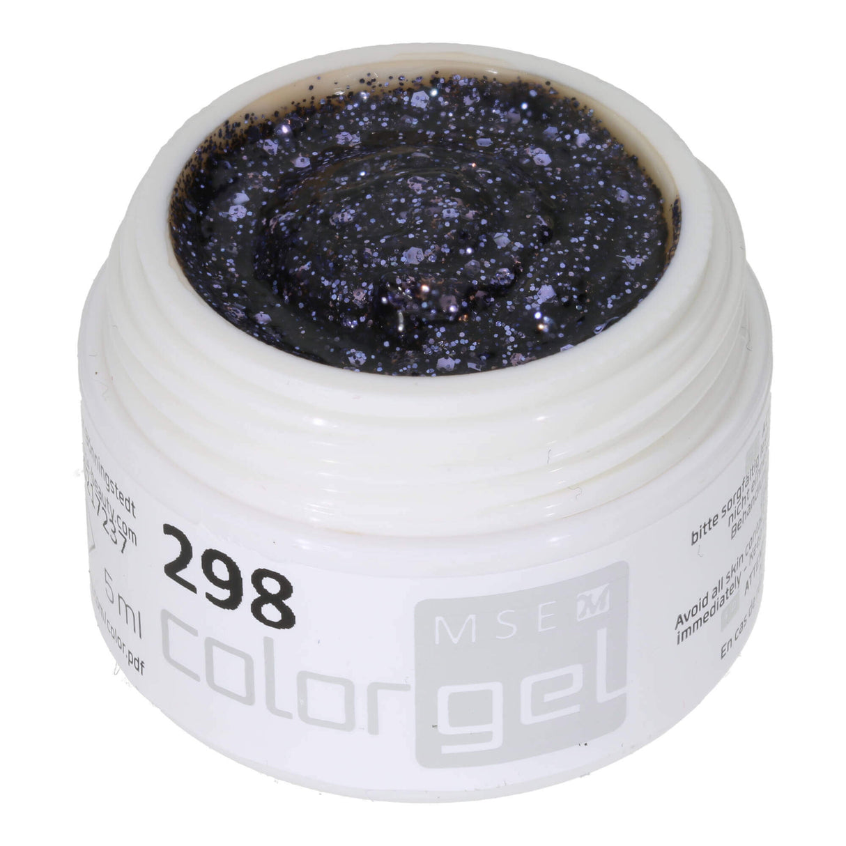 # 298 Premium-GLITTER Color Gel 5ml Gel lấp lánh màu hoa cà cổ điển được chi phối bởi các hạt kim tuyến thô
