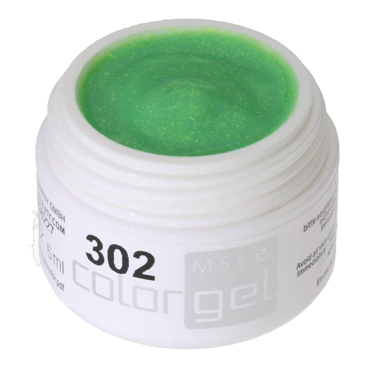 #302 Premium GLITTER Color Gel 5ml Vert de mai pâle avec des paillettes bleu/vert