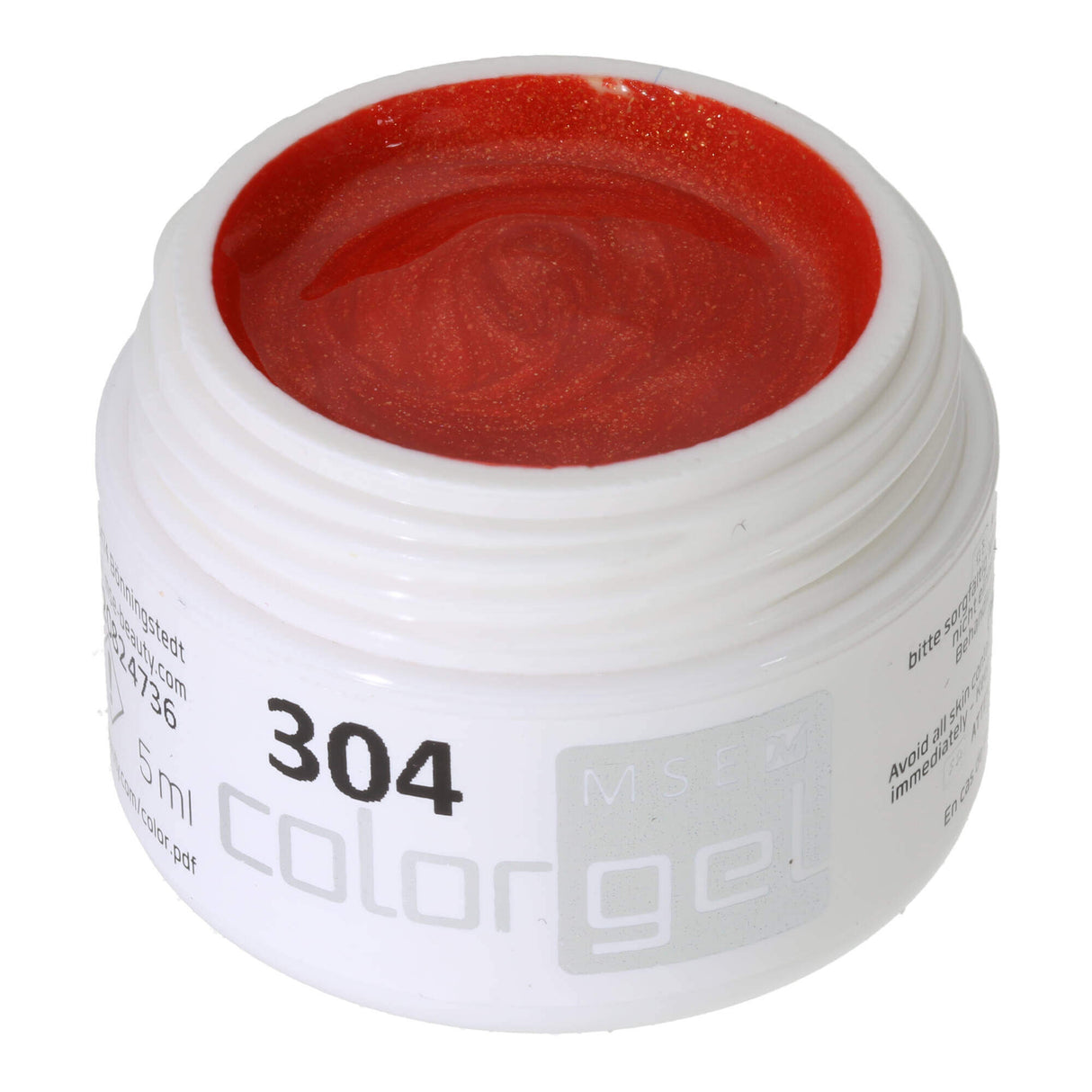 #304 Premium-EFFEKT Color Gel 5ml Kräftiges Rotorange mit Goldeffekt