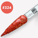 # 324 Premium-GLITTER Gel màu 5ml Vàng đỏ nhạt với ánh kim lấp lánh và các điểm nhấn màu đỏ