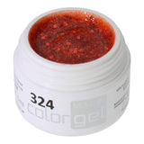 # 324 Premium-GLITTER Color Gel 5ml Pale red gold with fine iridescent glitter and red accents
