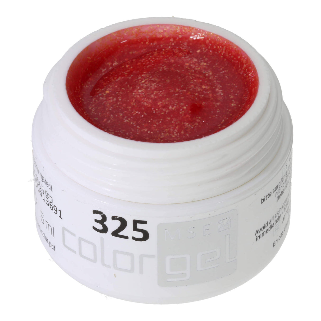 # 325 Premium GLITTER Color Gel 5ml Soft pink gel with rainbow glitter