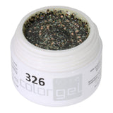 #326 Premium-GLITTER Color Gel 5ml Gel transparent avec un mélange d'argent, de cuivre et de paillettes noires avec des accents irisés