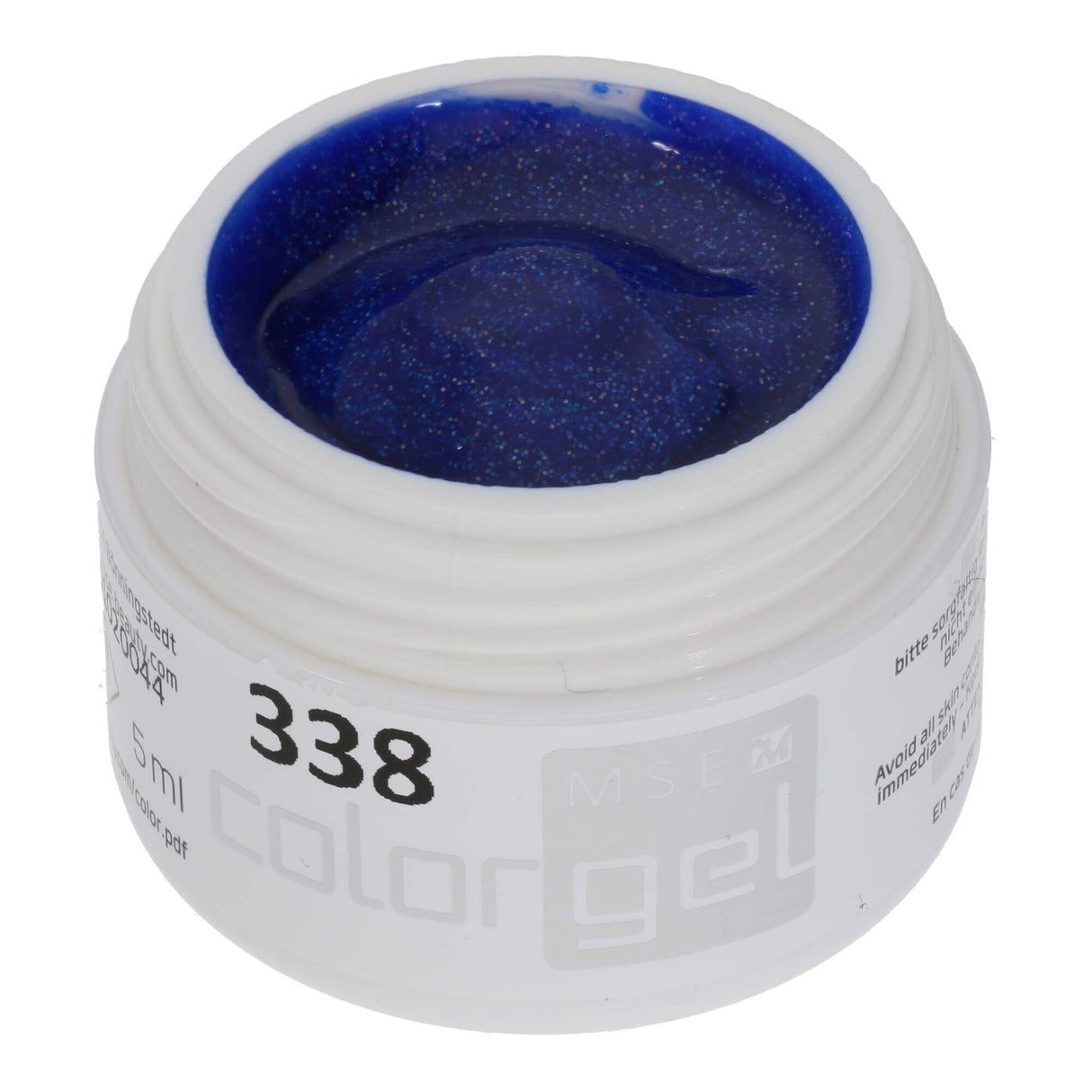 # 338 Premium GLITTER Color Gel 5ml Royal blue gel with green iridescent glitter