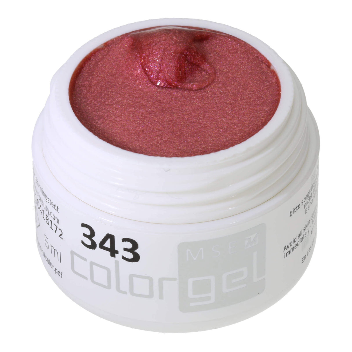 #343 Premium-EFFEKT Color Gel 5ml Dunkles Rosa-Rot mit leicht pink-goldenem Schimmer