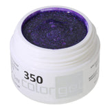 # 350 Premium-GLITTER Color Gel 5ml Gel màu tím với ánh kim tuyến màu tím và điểm nhấn cầu vồng thô