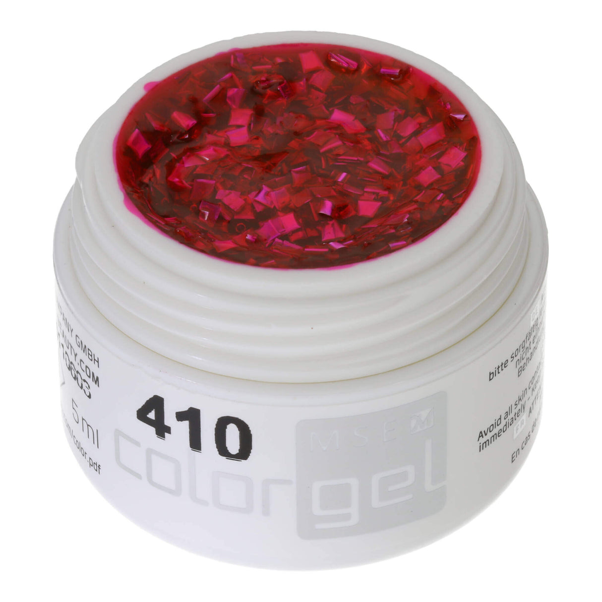# 410 Premium-EFFEKT Color Gel 5ml Translucent, intensely pink-colored even gel with a rainbow effect