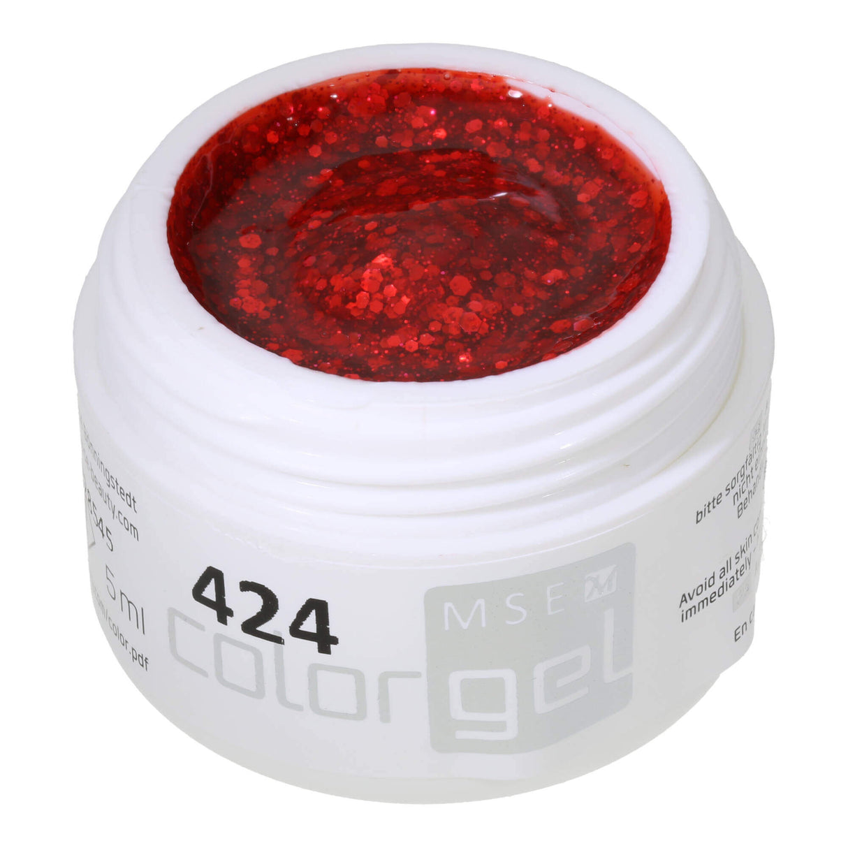 #424 Premium-GLITTER Color Gel 5ml Zart rotes Gel mit rotem Glitter